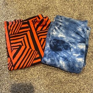 Wet Seal Orange Geometric and Blue Tie-Dye Maxi Skirts